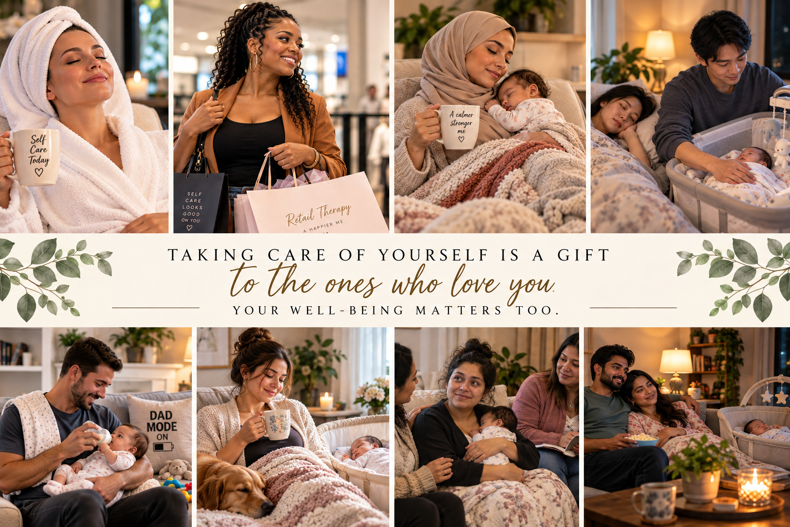 Taking Care of Yourself Is a Gift to the Ones Who Love You campaign collage