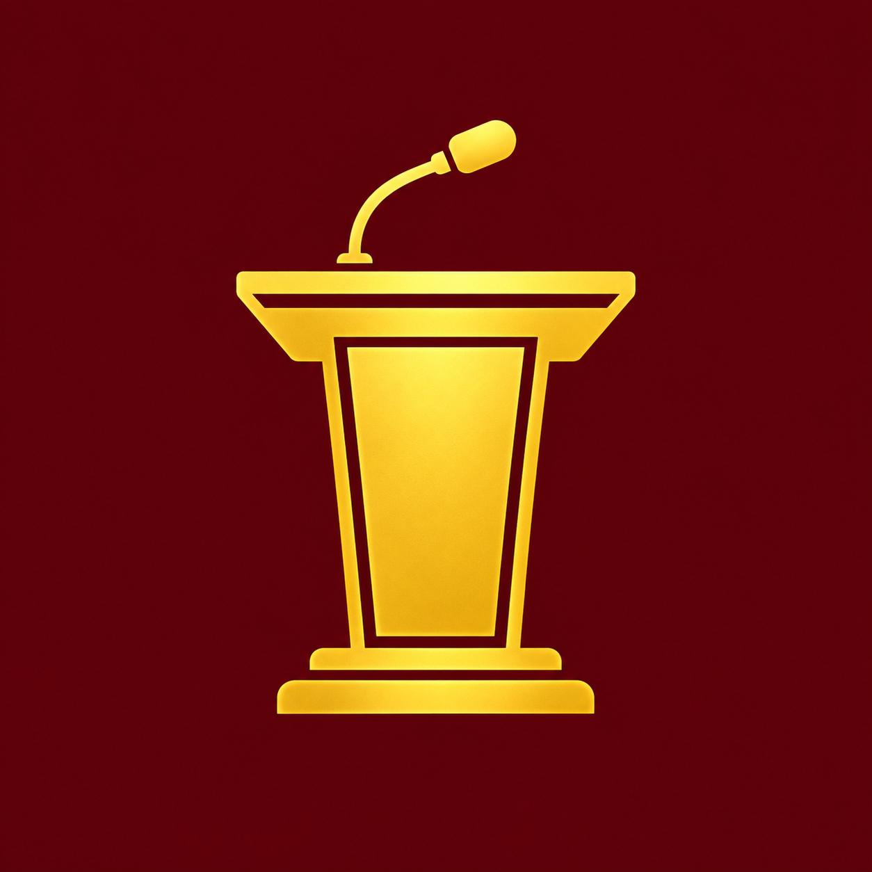 Gold podium icon representing speaking engagements